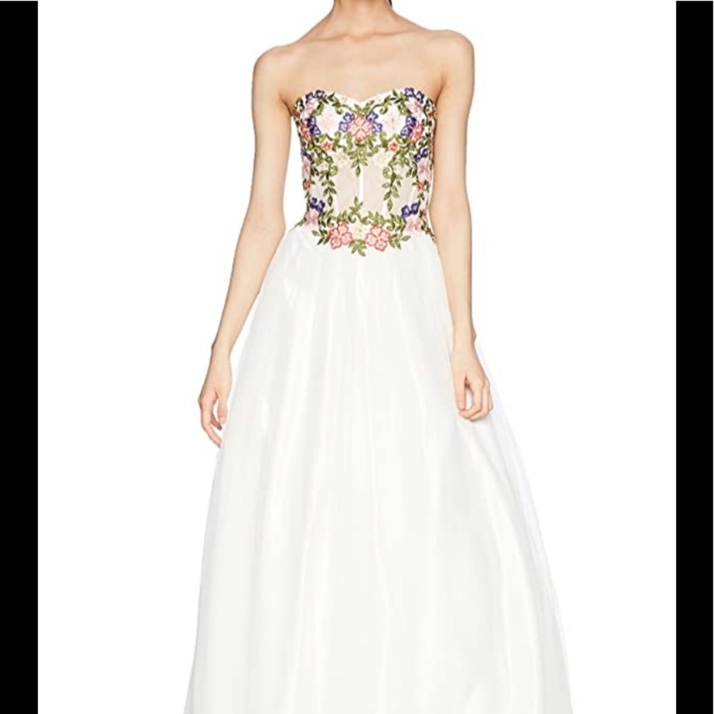 *BLONDIE Nites Illusion corset appliqué gown sz1